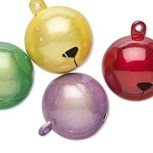 10 Mixed Color Big 1 Inch Cats Eye Jingle Bell Charms  