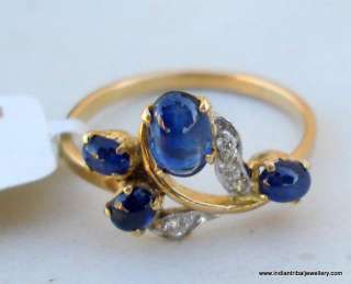14k gold diamond blue sapphire gem stone ring india  
