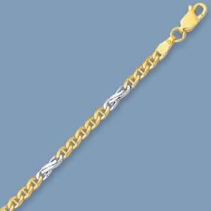 Solid TwoTone Mariner Bracelet 14K Yellow White Gold  