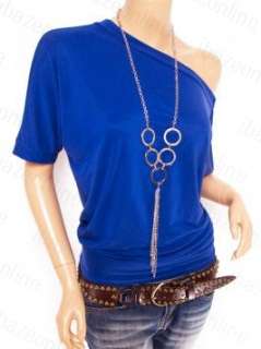 New Womens Funky One Shoulder Short Sleeves Blouse Shirt Top  