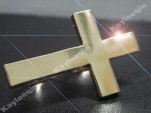 Polish Gold Cross Double Finger Ring Adjustable Kitsch Art Deco  
