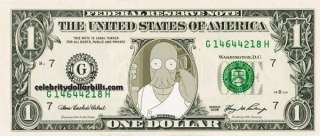   Zoidberg CELEBRITY DOLLAR BILL UNCIRCULATED MINT US CURRENCY  
