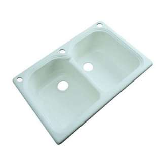 Thermocast Hartford Drop in Acrylic 33x22x9 3 Hole Double Bowl Kitchen 