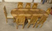 WALNUT ART DECO DINING TABLE CHAIRS CHAIR DINERS 1920  