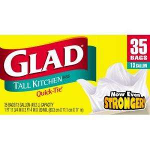 Glad Quick Tie 13 Gallon Tall Kitchen Bags (35 Count) 1258770032 at 
