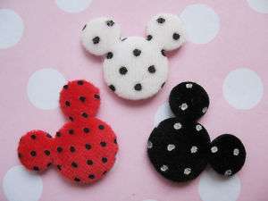 90 pcs Cute Padded Polka Dot Mouse Head Applique/doll  