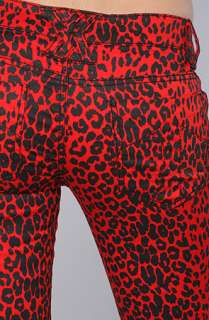 Tripp NYC The Skinny Stretch Twill Pant Red and Black Leopard 