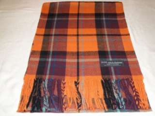   Cashmere Scarf Orange Purple Black Warm Scotland Wool Plaid Scarf Z88