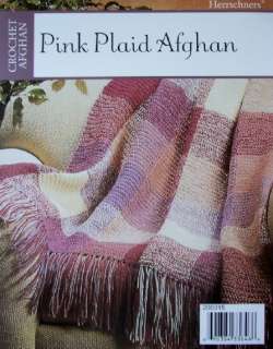 PINK PLAID AFGHAN, Crochet Pattern, HERRSCHNERS New  