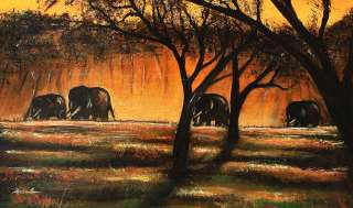 BA Original Acrylbild Landschaft Afrika Kunst Elefanten Gemälde 