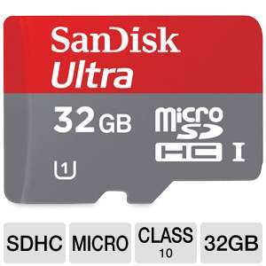 Click to view SanDisk Ultra SDSDQUA 032G A11A microSDHC Flash Memory 