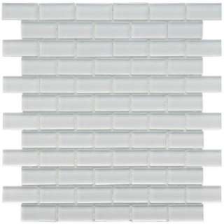 Tessera Subway Ice White 11 3/4 in. x 13 in. Glass Mosaic Wall Tile