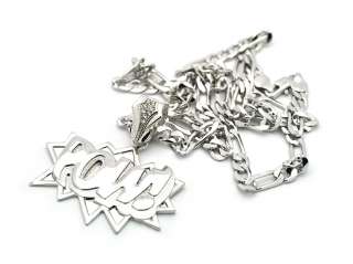    Iced Out Bling Hip Hop Pendant Necklace w/24 Figaro Chain S  