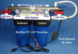Big Blue 10 Dual Whole House Water Filter / 6 gpm UV  