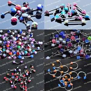   body jewelry mixed lot 14g UV Tongue Belly Rings Body piercing  