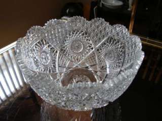 AMERICAN BRILLIANT CUT GLASS MASSIVE PUNCH BOWL AS IS  