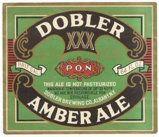 Dobler Amber Ale IRTP bottle label from Albany, NY  