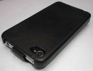 NEU iPhone 4 Ledertasche Leder Tasche Flip Case schwarz  