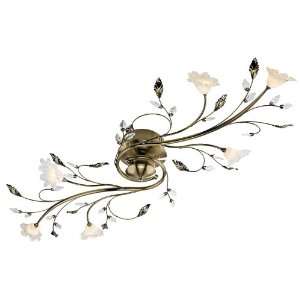   Antique Messing Deckenleuchte mit dekorativen Blumen Glass   HP008194