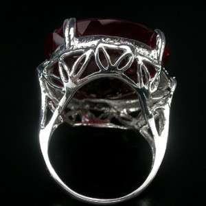   81.82 cttw 925 SILVER RED HOT TOPAZ & SAPPHIRE RING SIZE 7.25  
