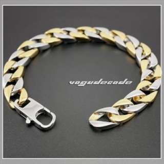 11.6 Cool 316L Stainless Steel Silver & Golden Men`s Bracelet 