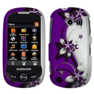 For AT&T Samsung A927 Flight 2 Purple Silver Vines 2D Hard Case Cover 