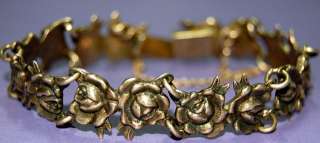   Mexican Sterling Silver Signed Margot Ornate Rose Bracelet Eagle Mark