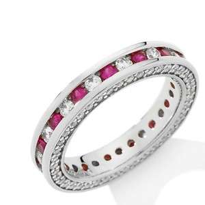 Victoria Wieck Sterling Absolute & Ruby Round Stone Eternity Band Ring 
