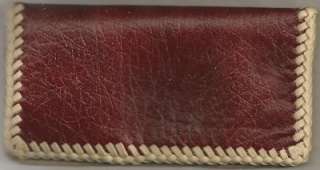 Handmade genuine red pigskin leather checkbook cover laced with tan 