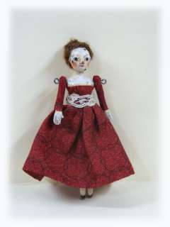   Clay OOAK Queen Anne Inspired Primitive Painting DOLL House Folk Art