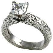 00 CT PRINCESS CUT VICTORIAN STYLE SOLITAIRE ENGAGEMENT RING .925 SS 