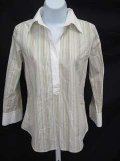 You are bidding on an THEORY Mulit color Striped Button Down Shirt sz 