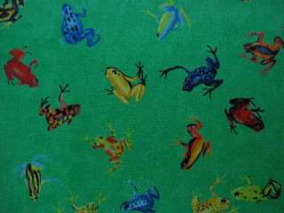 Kelly Green Frog Cotton Drapery Upholstery Fabric  