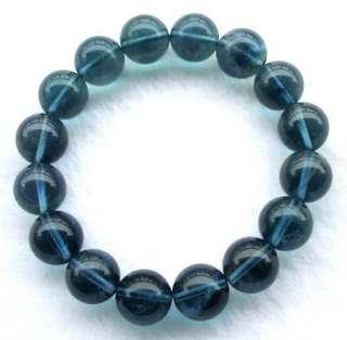 Natural Blue Fluorite Round Beads Stretch Bracelet 12mm  