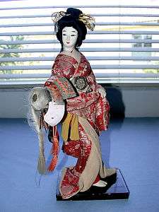 Lovely Vintage 15 1/2 Cloth Geisha Girl Fgurine Doll  