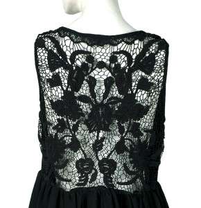   White Chocolate Floral Lace Black Sheer Tunic Dress Large L 12  