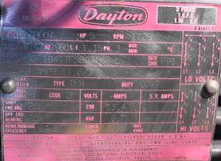 5hp 1725rpm TEFC Motor Dayton 3 phase 230/460 volt  