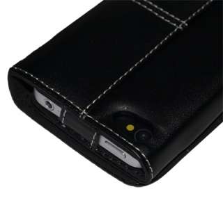 Housse étui portefeuille noir pour iphone 4s + film de protection 