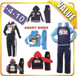 BOYS ANGRY BIRDS HOODIE TOP 2PC SET HOODIE JACKET TRACKSUIT OUTFIT SET 