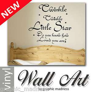 Twinkle twinkle little star Vinyl Wall Art Sticker Bedroom Nursery 