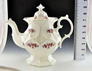   Antique Creamware Teapot w/Copper Luster Grapeleaf Accents 1844  