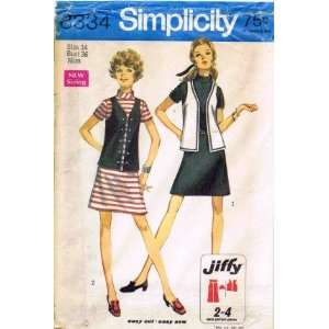 Simplicity 8334 Sewing Pattern Jiffy Dress Vest Size 14 