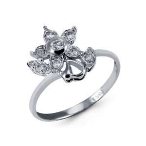    NEw 14k White Gold Diamond Flower Cluster Fashion Ring Jewelry