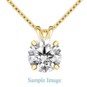  18K Yellow Gold Round Diamond Solitaire Pendant Jewelry