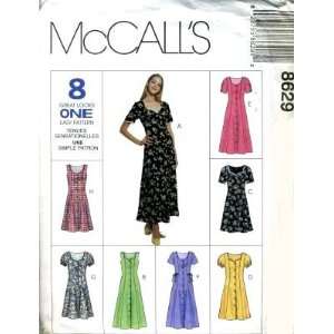 McCalls Sewing Pattern 8629 Misses Dress in 2 Lengths, Size B (8 10 