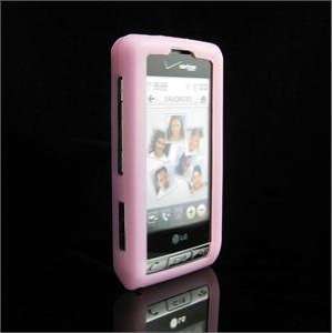 PINK Soft Rubber Silicone Skin Cover Case for LG DARE VX9700 w/ FREE 