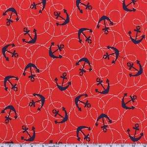   Michael Miller Sailor Swirl Red Fabric By The Yard Arts, Crafts