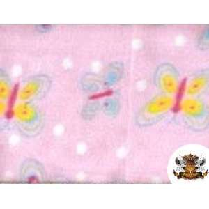  Fleece Printed Insect Butterfly PINK Fabric By the Yard 