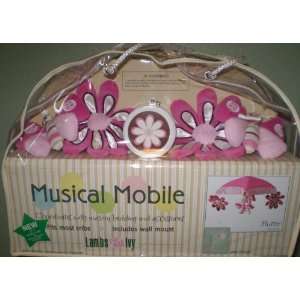  Lambs & Ivy PINK FLUTTER Musical Mobile Baby