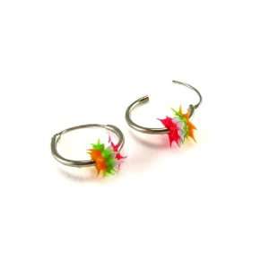  Multi Color Star Swirl Fashion Hoop Earrings with Sterling 